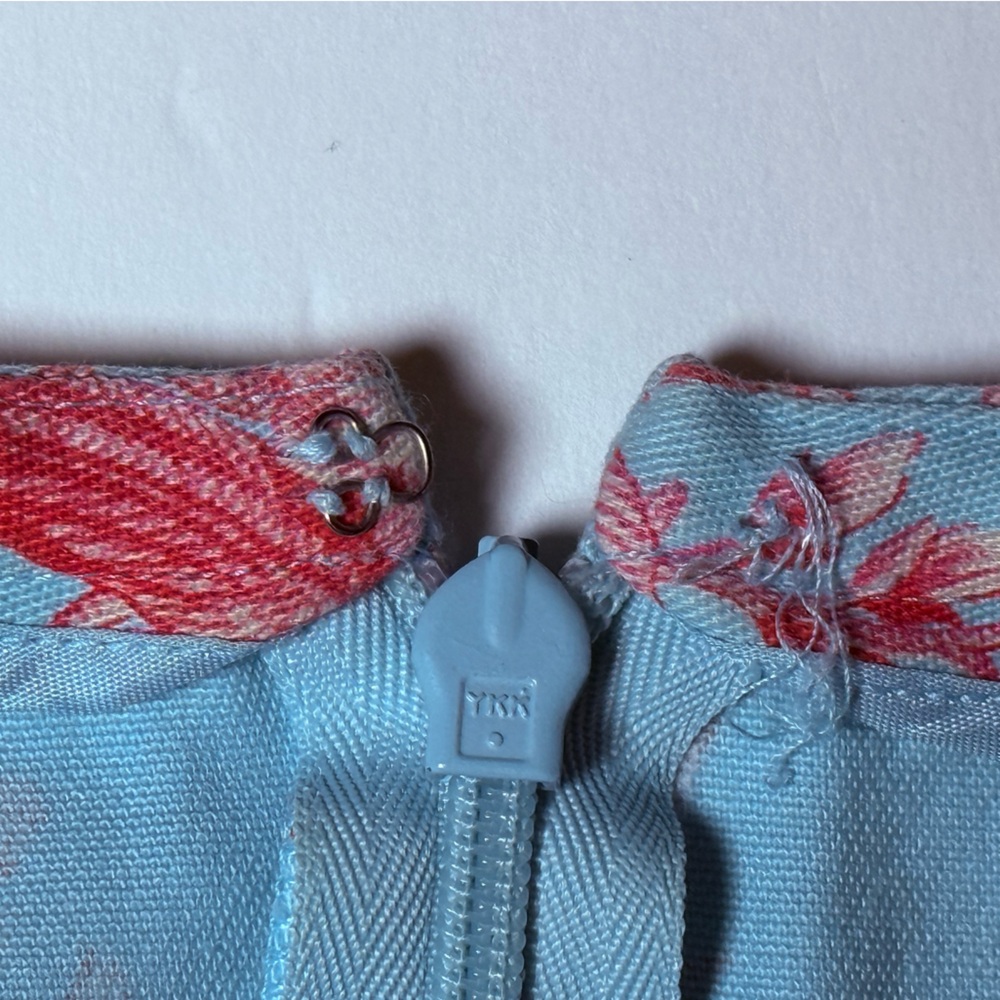 Harold's Aqua Pencil Skirt with Pink Floral & Bird Print - Picture 6 of 6